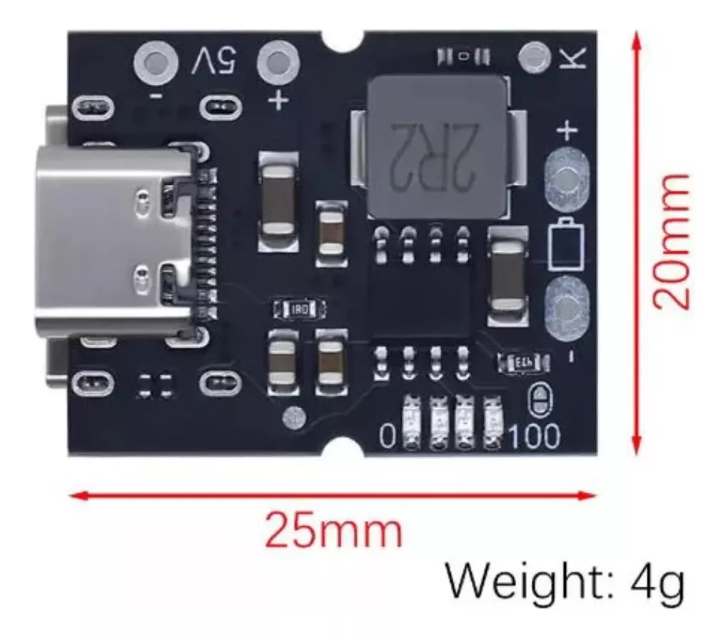 Modulo Cargador Powerbank Tipo C 5v2a P/ Baterías 18650 - Imagen 4
