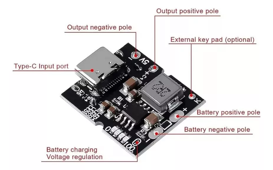 Modulo Cargador Powerbank Tipo C 5v2a P/ Baterías 18650 - Imagen 3
