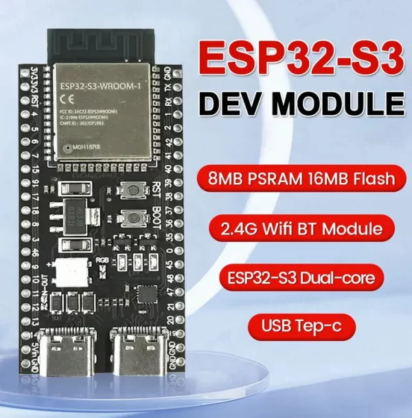 Placa Desarrollo Esp32-s3 N16r8 Wifi Ble Led Usb C Doble - Imagen 2