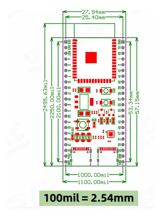 Placa Desarrollo Esp32-s3 N16r8 Wifi Ble Led Usb C Doble - Imagen 3