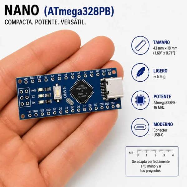 Atmel Nano V3.0 Atmega328 Usb-c Compatible Ch340 - Imagen 3